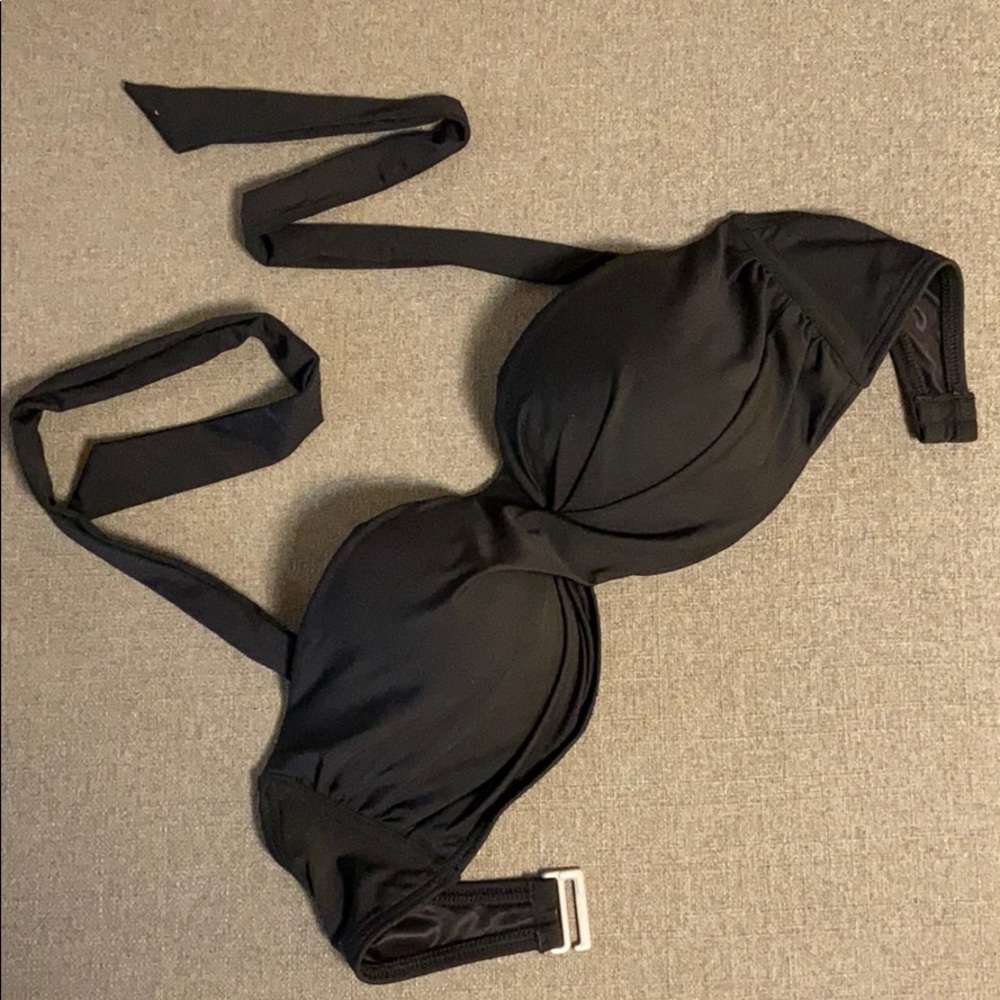Lands End black bandeau swim top NWOT
